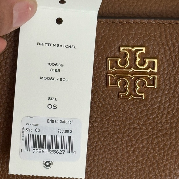 868+! New Tory Burch Britten in moose Leather Satchel and Britten cardholder - Picture 15 of 16
